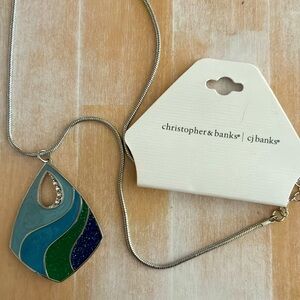 NWT CJ Banks Elegant Blue and Green Pendant Necklace